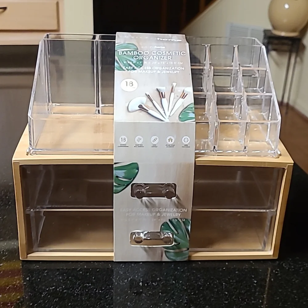 Bamboo & Acrylic Cosmetic Organizer